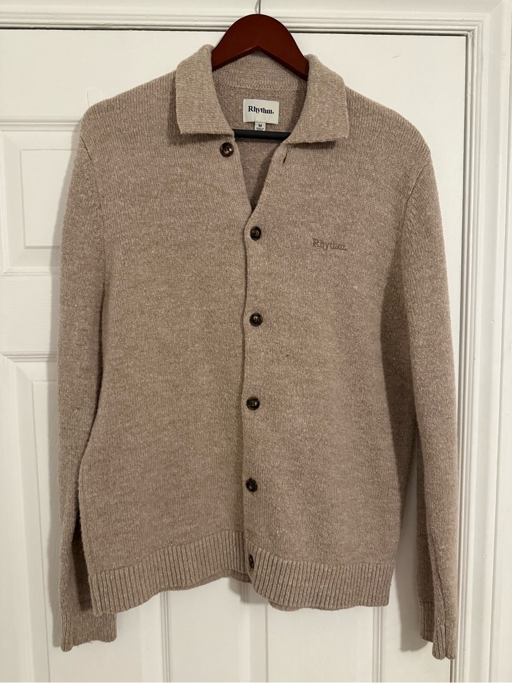 Mohair Button Up Knit Natural by Rhythm.